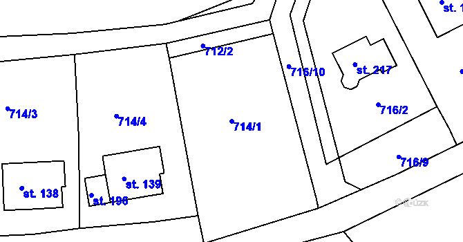 Parcela st. 714/1 v KÚ Starý Knín, Katastrální mapa