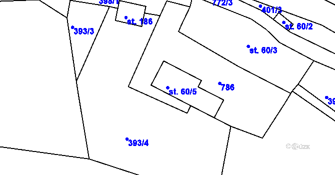 Parcela st. 60/5 v KÚ Starý Knín, Katastrální mapa