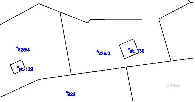 Parcela st. 826/3 v KÚ Starý Knín, Katastrální mapa