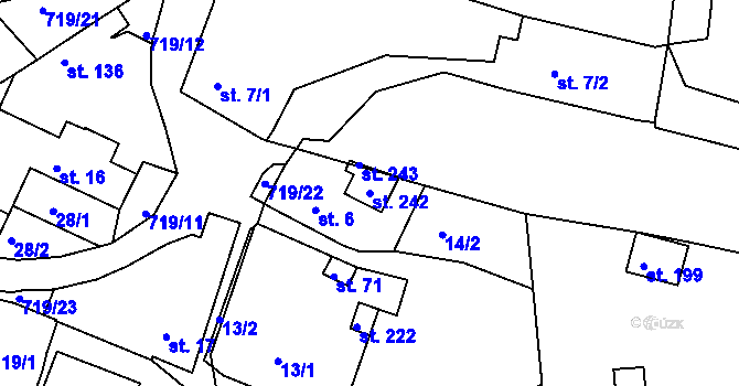 Parcela st. 242 v KÚ Starý Knín, Katastrální mapa