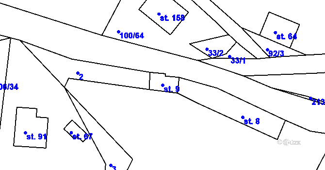 Parcela st. 9 v KÚ Sudovice, Katastrální mapa
