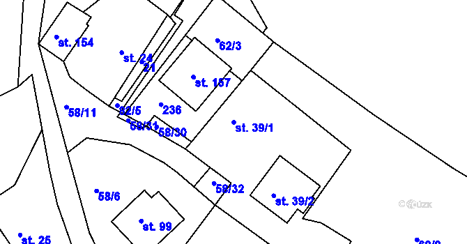 Parcela st. 39/1 v KÚ Sudovice, Katastrální mapa