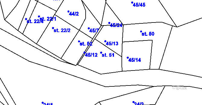 Parcela st. 51 v KÚ Sudovice, Katastrální mapa