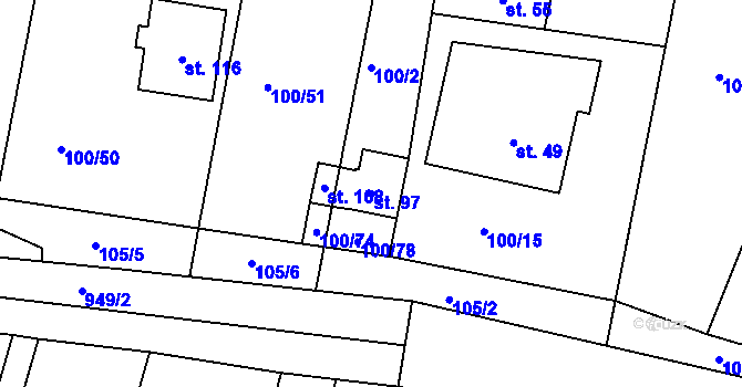 Parcela st. 97 v KÚ Sudovice, Katastrální mapa