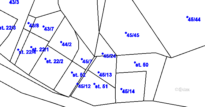 Parcela st. 45/24 v KÚ Sudovice, Katastrální mapa