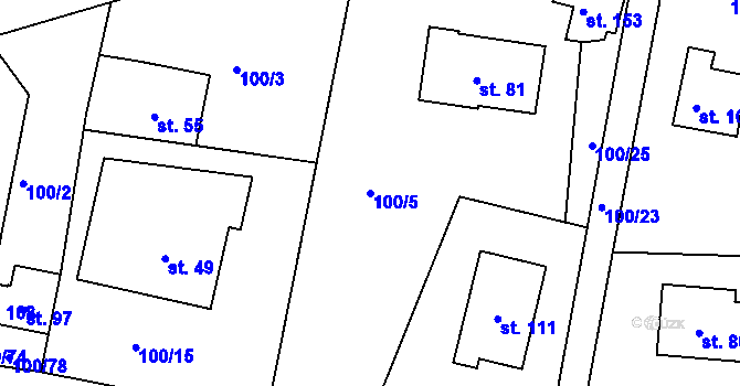 Parcela st. 100/5 v KÚ Sudovice, Katastrální mapa