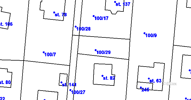 Parcela st. 100/29 v KÚ Sudovice, Katastrální mapa