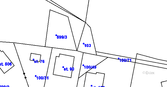Parcela st. 103 v KÚ Sudovice, Katastrální mapa