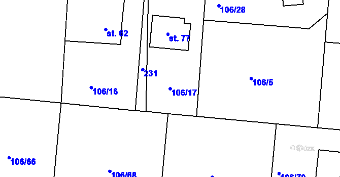 Parcela st. 106/17 v KÚ Sudovice, Katastrální mapa
