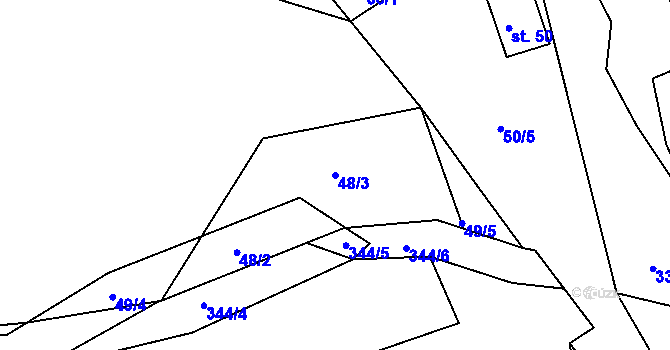 Parcela st. 48/3 v KÚ Čižebná, Katastrální mapa