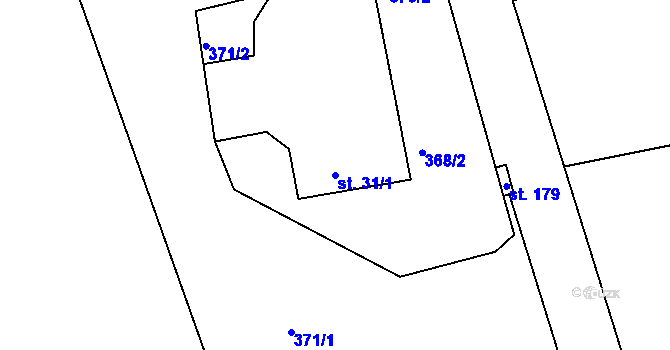 Parcela st. 31/1 v KÚ Nový Kostel, Katastrální mapa