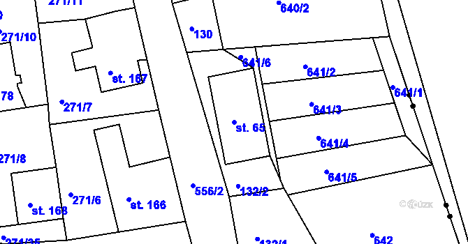 Parcela st. 65 v KÚ Nový Kostel, Katastrální mapa
