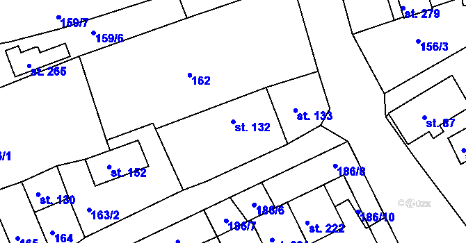 Parcela st. 132 v KÚ Nový Kostel, Katastrální mapa