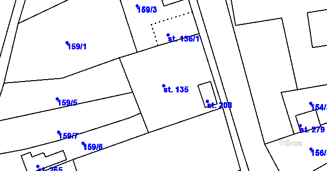 Parcela st. 135 v KÚ Nový Kostel, Katastrální mapa