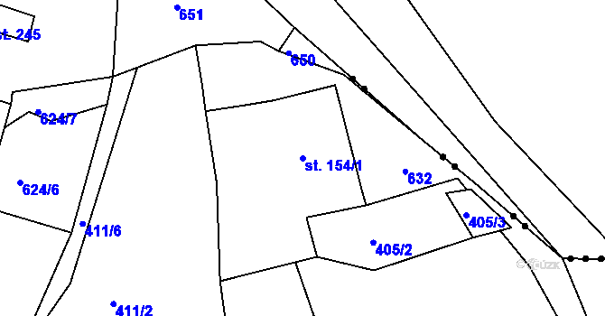 Parcela st. 154/1 v KÚ Nový Kostel, Katastrální mapa