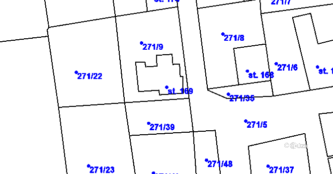 Parcela st. 169 v KÚ Nový Kostel, Katastrální mapa