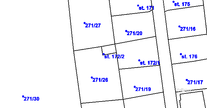 Parcela st. 172/2 v KÚ Nový Kostel, Katastrální mapa