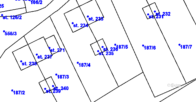 Parcela st. 235 v KÚ Nový Kostel, Katastrální mapa