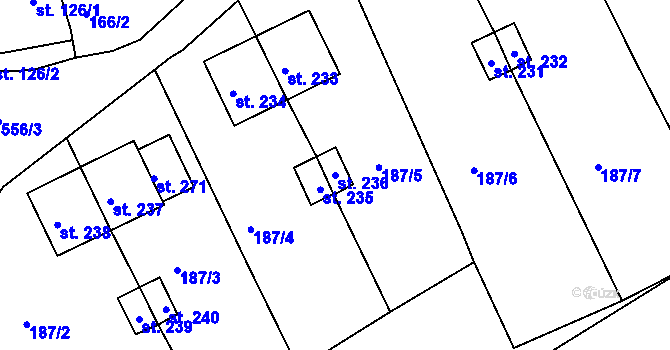 Parcela st. 236 v KÚ Nový Kostel, Katastrální mapa