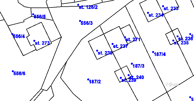Parcela st. 238 v KÚ Nový Kostel, Katastrální mapa
