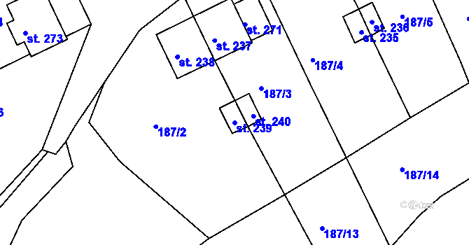 Parcela st. 239 v KÚ Nový Kostel, Katastrální mapa