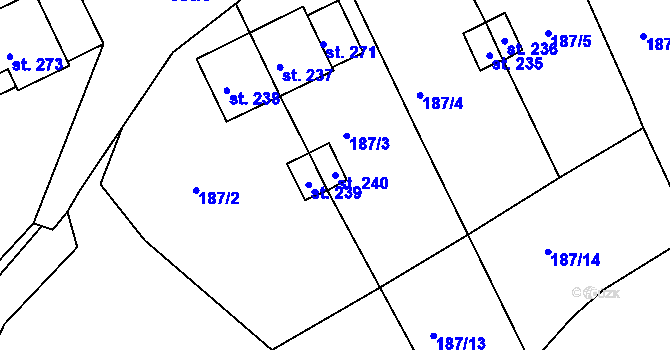 Parcela st. 240 v KÚ Nový Kostel, Katastrální mapa