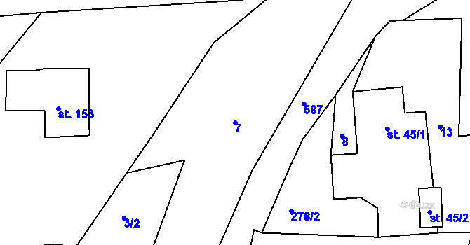 Parcela st. 7 v KÚ Nový Kostel, Katastrální mapa