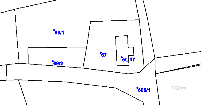 Parcela st. 67 v KÚ Nový Kostel, Katastrální mapa