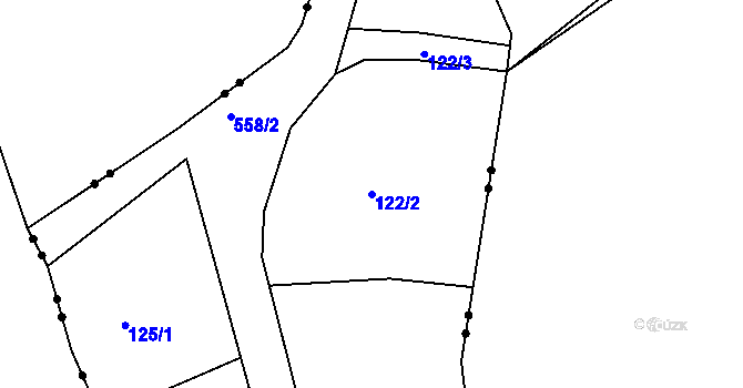Parcela st. 122/2 v KÚ Nový Kostel, Katastrální mapa