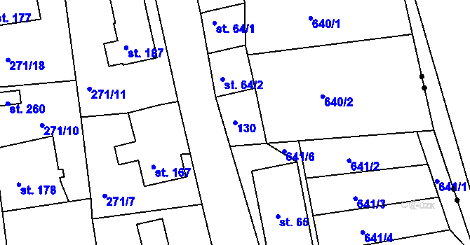 Parcela st. 130 v KÚ Nový Kostel, Katastrální mapa