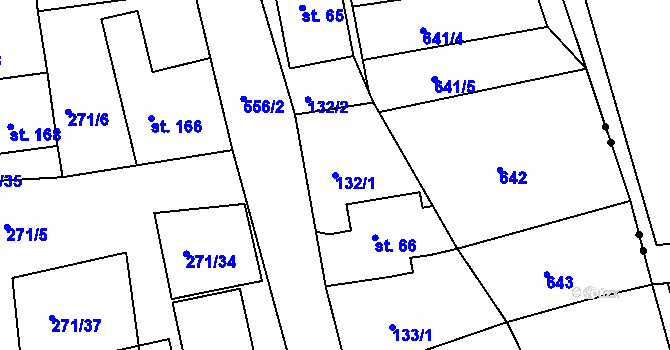 Parcela st. 132/1 v KÚ Nový Kostel, Katastrální mapa