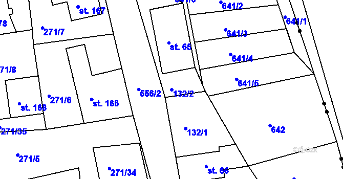 Parcela st. 132/2 v KÚ Nový Kostel, Katastrální mapa