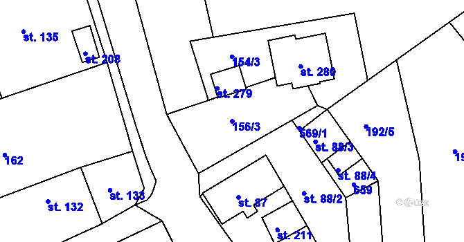 Parcela st. 156/3 v KÚ Nový Kostel, Katastrální mapa