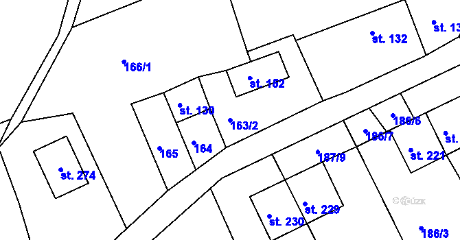 Parcela st. 163/2 v KÚ Nový Kostel, Katastrální mapa