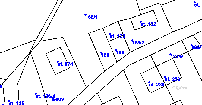 Parcela st. 165 v KÚ Nový Kostel, Katastrální mapa