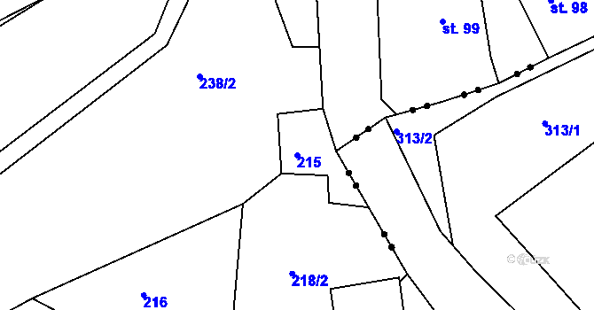 Parcela st. 215 v KÚ Nový Kostel, Katastrální mapa