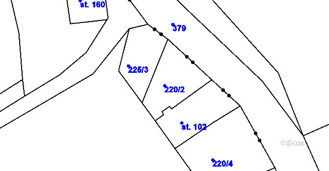 Parcela st. 220/2 v KÚ Nový Kostel, Katastrální mapa