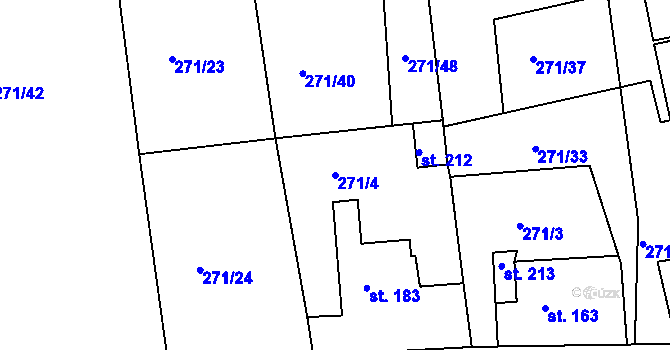 Parcela st. 271/4 v KÚ Nový Kostel, Katastrální mapa