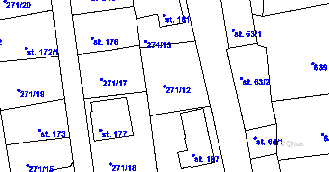 Parcela st. 271/12 v KÚ Nový Kostel, Katastrální mapa