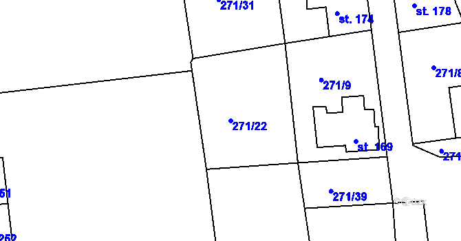 Parcela st. 271/22 v KÚ Nový Kostel, Katastrální mapa