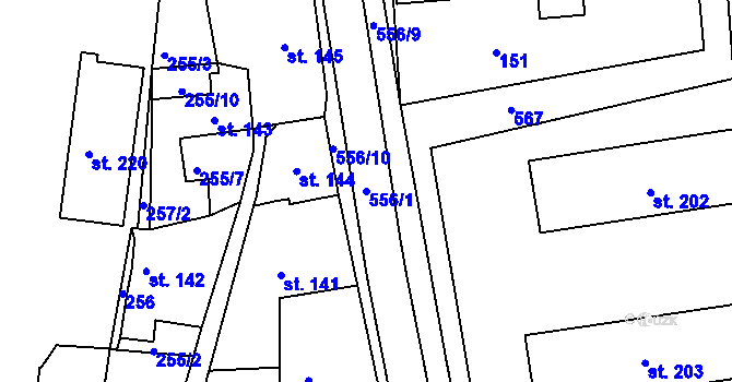 Parcela st. 556/1 v KÚ Nový Kostel, Katastrální mapa