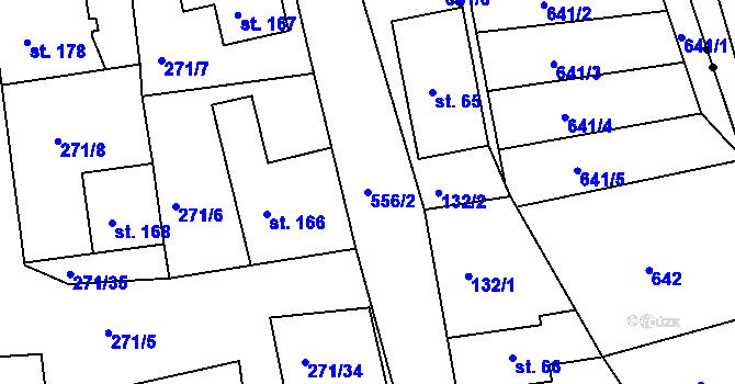 Parcela st. 556/2 v KÚ Nový Kostel, Katastrální mapa