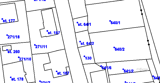 Parcela st. 64/2 v KÚ Nový Kostel, Katastrální mapa