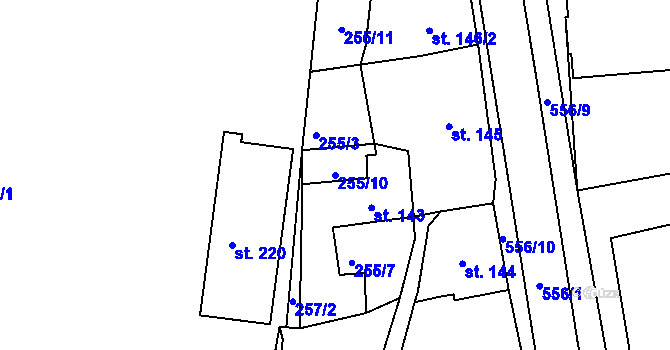 Parcela st. 255/10 v KÚ Nový Kostel, Katastrální mapa