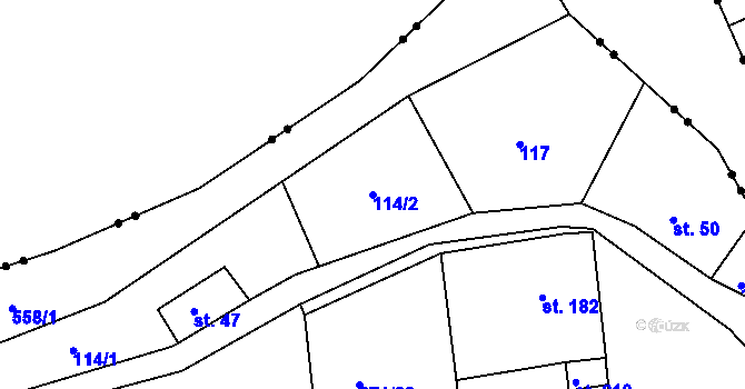 Parcela st. 114/2 v KÚ Nový Kostel, Katastrální mapa
