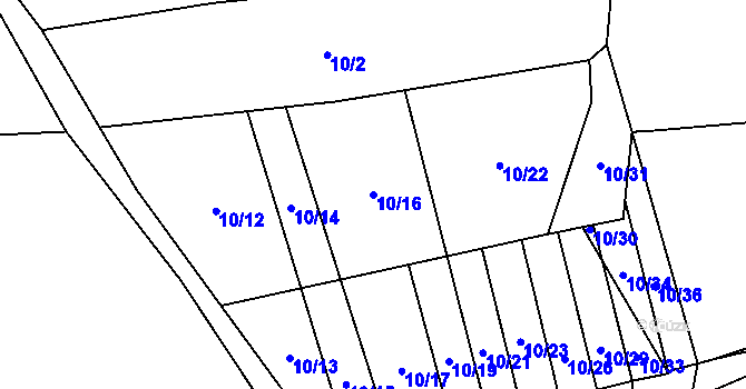 Parcela st. 10/16 v KÚ Nový Kramolín, Katastrální mapa
