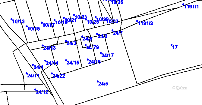 Parcela st. 24/17 v KÚ Nový Kramolín, Katastrální mapa