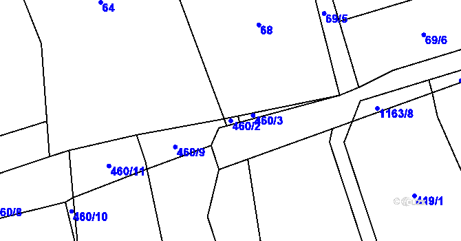 Parcela st. 460/2 v KÚ Nový Kramolín, Katastrální mapa