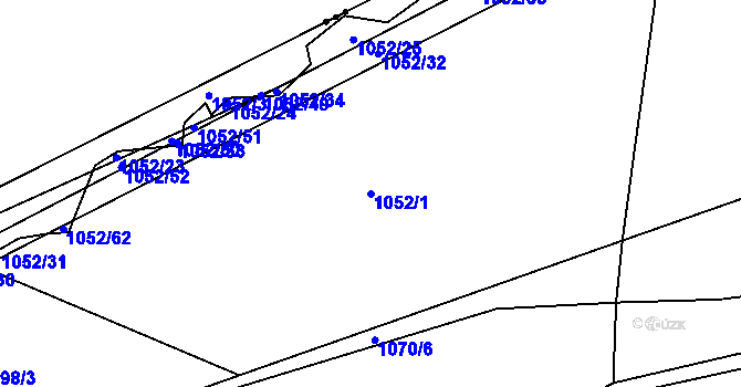 Parcela st. 1052/1 v KÚ Nový Kramolín, Katastrální mapa