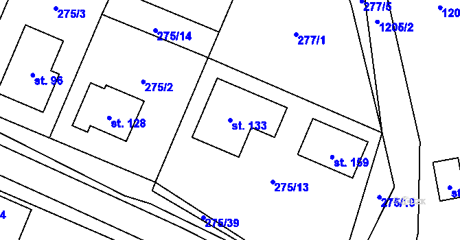 Parcela st. 133 v KÚ Nový Kramolín, Katastrální mapa